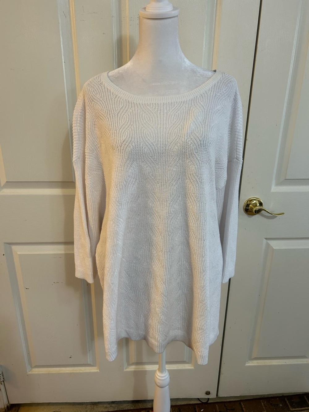 NWT Lands’ End white summer sweater,  3X (24W-26W)